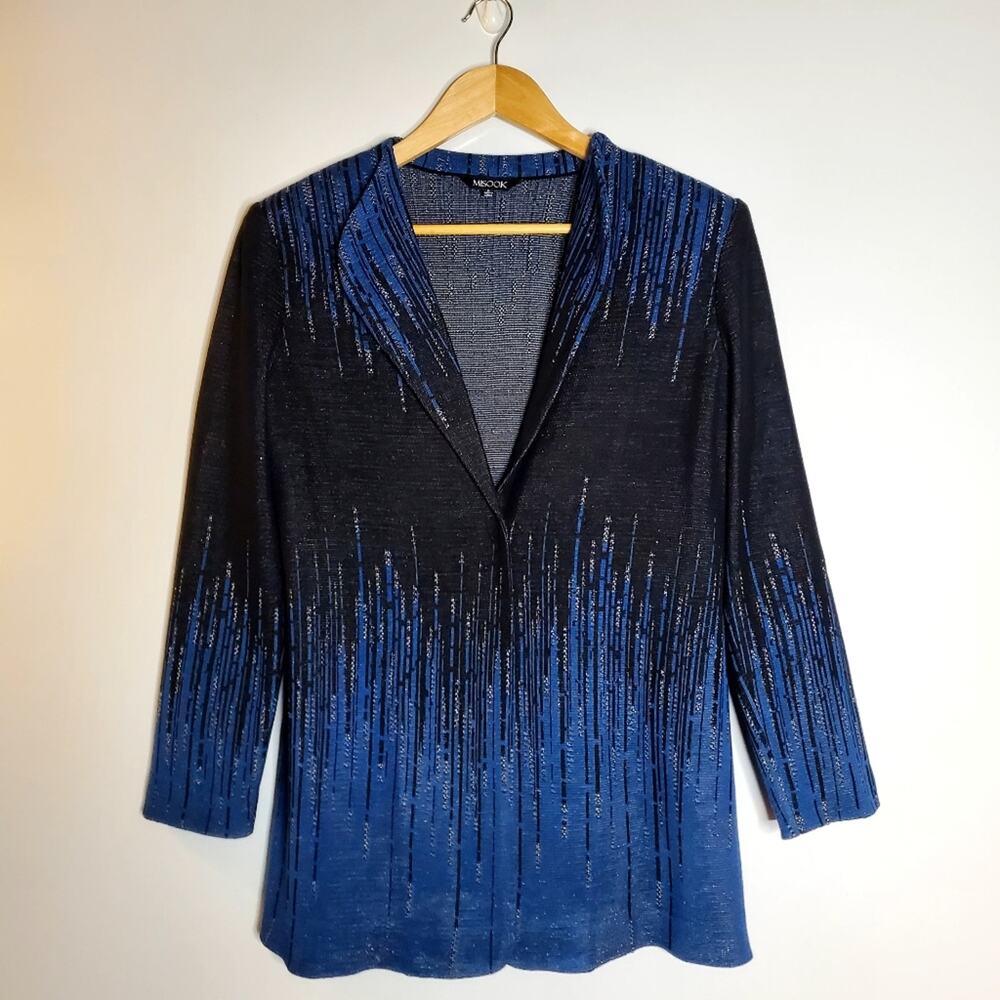 Misook Sparkle lux Knit stretchy Single Snap front blazer jacket Size Small